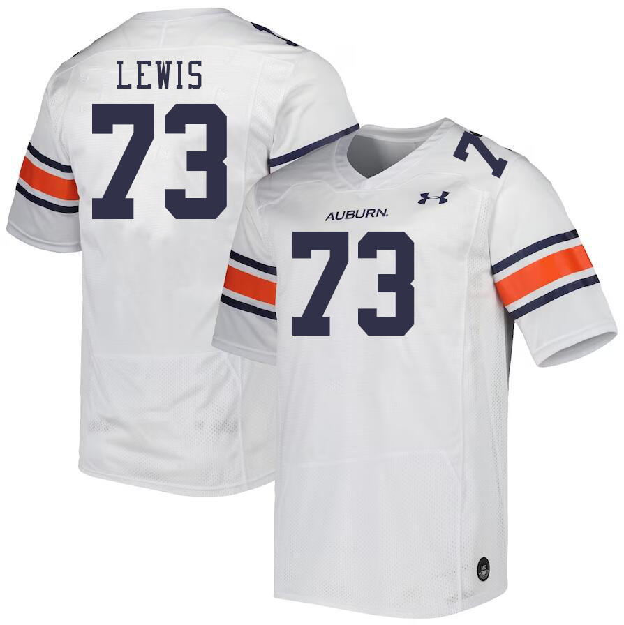 Men #73 Percy Lewis Auburn Tigers College Football Jerseys Stitched-White